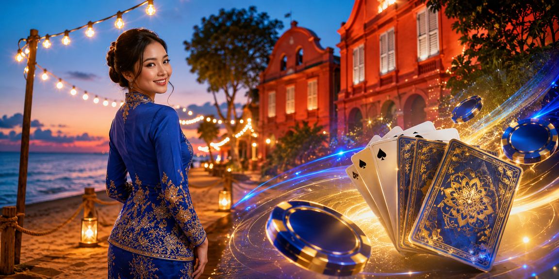 Antaramuka permainan Teen Patti suasana Melaka berpakaian baju kurung